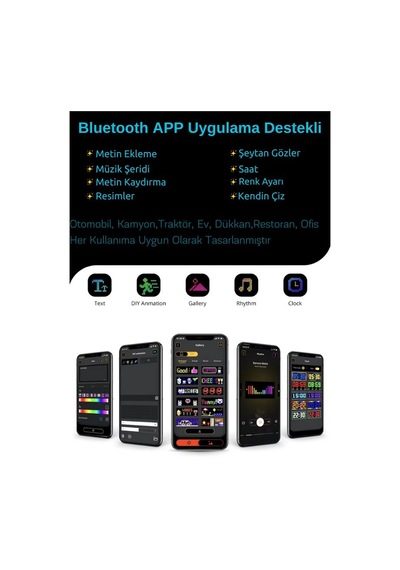 19x133cm Matrix Esnek Led Ekran Şeytan Gözler Telefon Kontrollü
