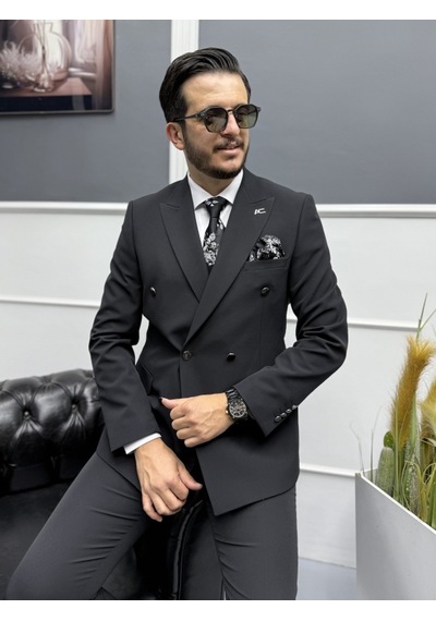 Avni Ceylan Milano Doppio Stil Kruvaze Takım Elbise Siyah