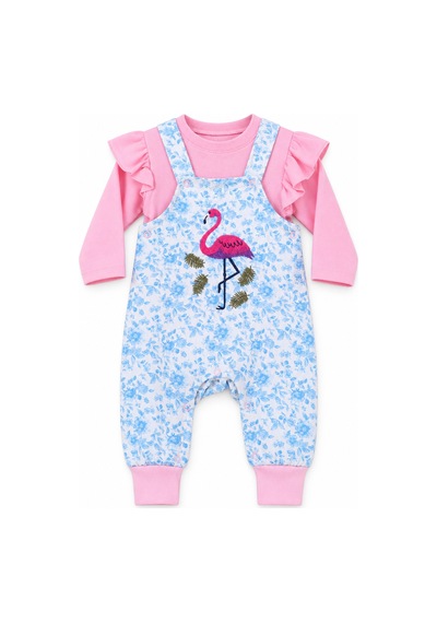 Babyhola Kız Bebek Çocuk Flamingo Salopet Badi Takım 23388 Pudra