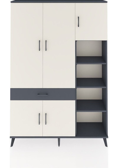 Arges Dolap 10 Raflı Tek Çekmeceli 5 Kapaklı 132x30x195 Antrasit-aytaşı/antrasit Aytası/antrasıt Arges Dolap 10 Raflı Tek Çekmeceli 5 Kapaklı 132x30x195 Antrasit-aytaşı/antrasit Aytası/antrasıt