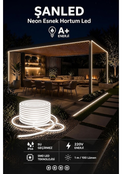 Tr Neon Esnek Hortum Şerit Led Beyaz,gün Işığı,kırmızı, Yeşil,mavi,amber Rengi + 220v Fiş/1,2,3,4,5,10,15,20,25, Genel 64631185