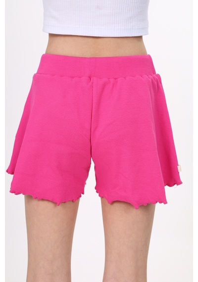 Toontoy Kız Çocuk Beli Lastikli Basic Fitilli Şort - Paça Detaylı Pembe