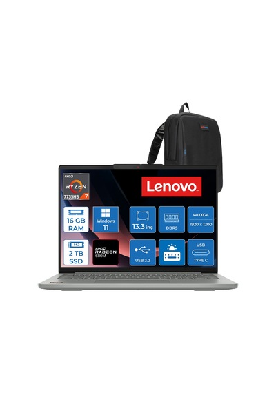 Lenovo Ideapad Slim 5 13arp10 83J2004STRH14 R7-7735HS 16 GB 2 TB SSD 13.3" W11H Dizüstü Bilgisayar + Zetta Çanta