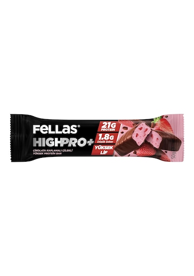 Tr Çikolata Kaplı Highpro+ Protein Bar - Çilekli 50g