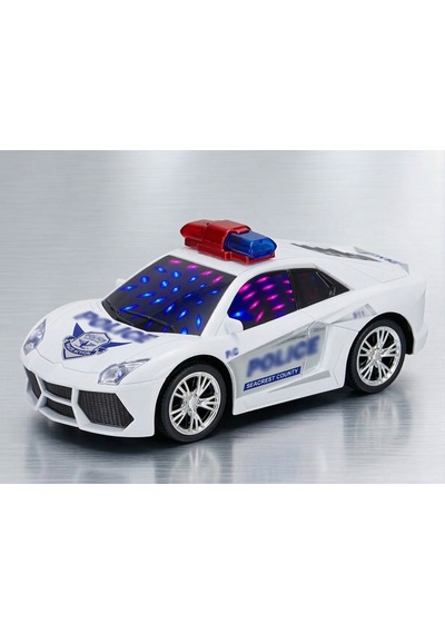 3D Işıklı Sesli Pilli Çarp Dön Mekanizmalı Polis Detaylı Tasarımlı Oyuncak Polis Arabası