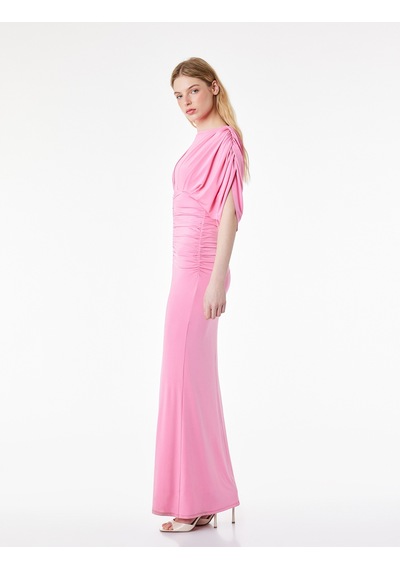 Koton Slim Fit Derin V Yaka Drapeli Yarasa Kol Uzun Abiye Elbise Pembe 6sak80031fk Gül Koton Slim Fit Derin V Yaka Drapeli Yarasa Kol Uzun Abiye Elbise Pembe 6sak80031fk Gül