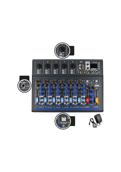 Midex MDX-07FXU 7 Kanal Ses Mikseri Deck Mikser Kayıt Bluetooth Usb Efekt Midex MDX-07FXU 7 Kanal Ses Mikseri Deck Mikser Kayıt Bluetooth Usb Efekt