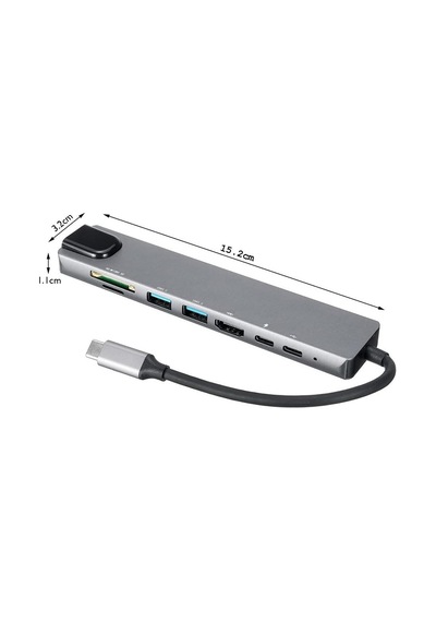 8in1 Type-c Usb Hdmı Çevirici Adaptör Hub.