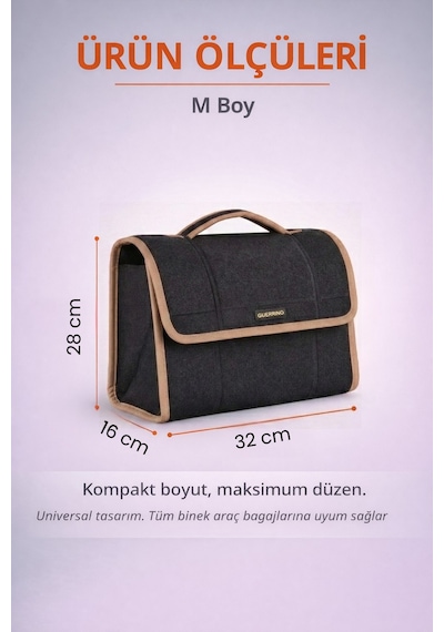 Oto Bagaj Organizer Bagaj Çantası M Boy Kaymaz Cırt Bantlı Velur Kompakt Düzenleyici - Mcx6