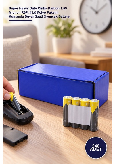 240 Adet Aa Kalem Pil Super Heavy Duty Çinko-karbon 1.5v Mignon R6p, 4'lü Folyo Paketli, Kumanda Duvar Saati Oyuncak Battery