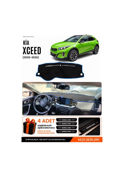 Kia X-ceed 2020-2025 Uyumlu Torpido Koruma, Torpido Örtüsü, Torpido Kılıfı - Siyah Mavi