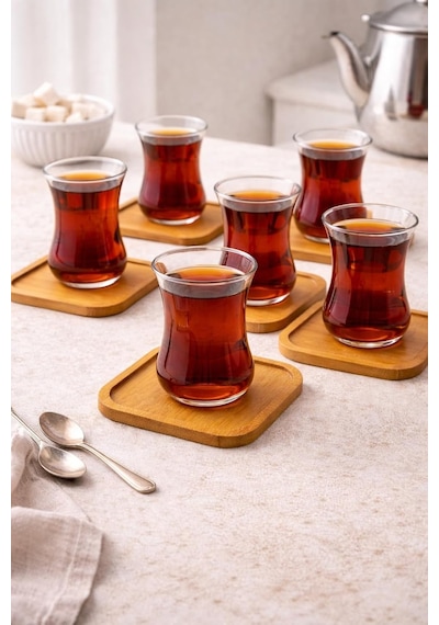6 Lı Kare Bambu Bardak Altlığı Seti 10 Cm Kaymaz, Dayanıklı, Şık Tasarım, Sunumluk Ahşap