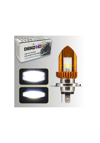 H4 Motosiklet Led Far Ampul 12-24v Beyaz 1 Adet 12w 1200lm Metal Gövde Soğutma