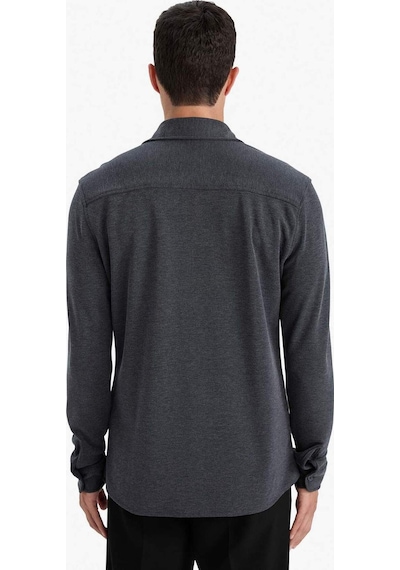 Defacto Modern Fit Polo Yaka Pike Uzun Kollu Gömlek F0330ax25aunv125 Lacivert-nv125