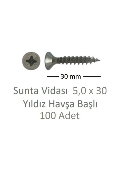 Sunta Vidası, 5,0 X 30 Mm, 100 Adet, Yhb Vida 5 x 30
