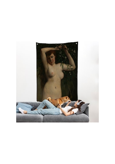 Gustave Courbet - Dallara Tutunan Nü Kadın Duvar Örtüsü-7364