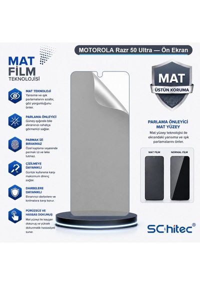 Schitec Razr 50 Ultra Uyumlu Ön Yüzey Mat Hidrojel Ekran Koruyucu 97229064