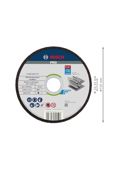 Professional Accessories İçin Ayırma Diski Düz Standart Inox Rapido Wa 60 T Bf, 125 Mm, 10-er Paket, 2608603255
