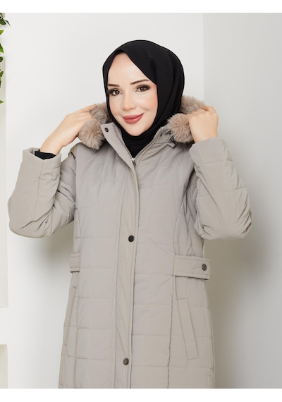 Eslemnur Nova Kumaş Şişme Mont 135cm Vizon
