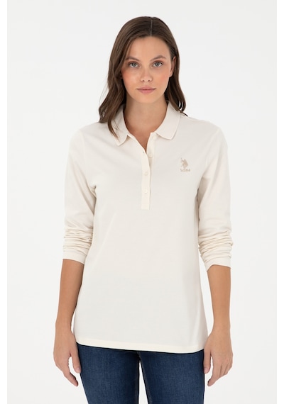 U.S. Polo Assn. Kadın Krem Basic Polo Yaka Sweatshirt 50289541-VR071