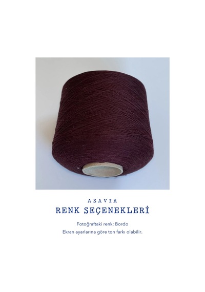 Asavia İtalyan Merinos Yünü Bobin Örgü İpi %100 Merino 100 Gr 1350 M Bordo