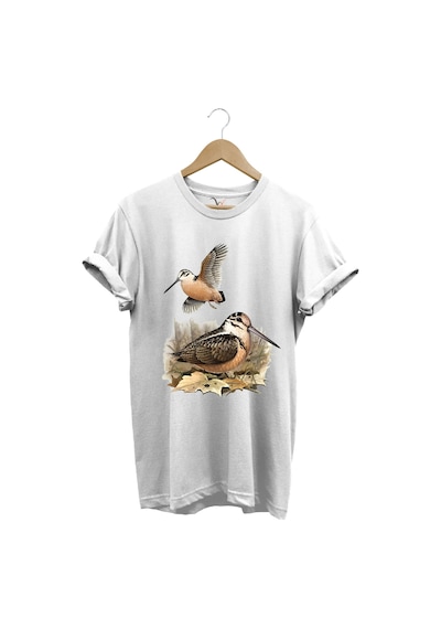 Avcılık Hunter Çulluk Avcılığı Baskılı %100 Pamuk Regular Fit Beyaz T-shirt Beyaz