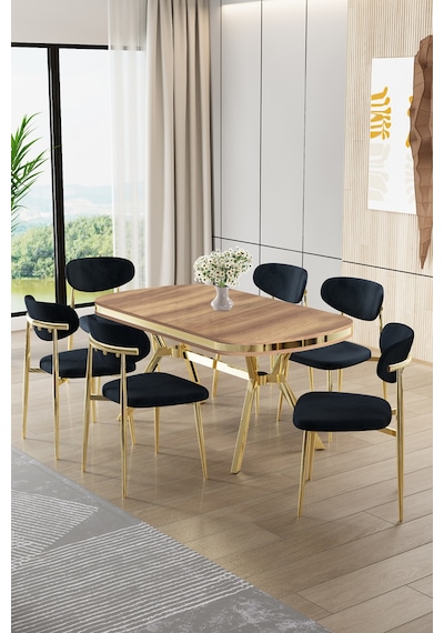 Canisa Olya Serisi 90x168 Lak Panel Hazar Masa Takımı Gold Ayaklı 6 Antrasit Sandalye Hazar Masa Antrasit Sandalye Canisa Olya Serisi 90x168 Lak Panel Hazar Masa Takımı Gold Ayaklı 6 Antrasit Sandalye Hazar Masa Antrasit Sandalye