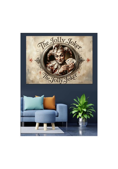The Jolly Joker Klasik Amblem Yağlı Boya Dokulu Kanvas Tablo Canvas Tablosu