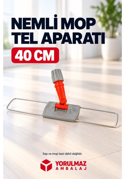 40 Cm Tel Mop Aparatı Bağcıklı Cepli Mop Uyumlu Katlanabilir Paspas Aparatı