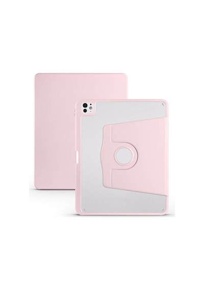 Apple Uyumlu iPad  Pro 13 2025 M5 Kılıf Mkst Termik Kalem Bölmeli Dönebilen Standlı Kılıf - Pembe Tablet Kılıfı