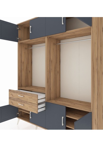 Hyperion Gardrop 7 Raflı 2 Çekmeceli 2 Askılı 176x44x221 Çam-antrasit/çam Antrasit/çam Hyperion Gardrop 7 Raflı 2 Çekmeceli 2 Askılı 176x44x221 Çam-antrasit/çam Antrasit/çam