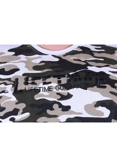 Moc Grande Mocgrande Büyük Beden Shoulder Line Camouflage Erkek Tişört 23147 Beyaz