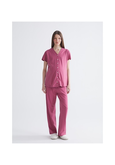 Lcw Dream Bordo V Yaka Desenli Hamile Pijama Takımı