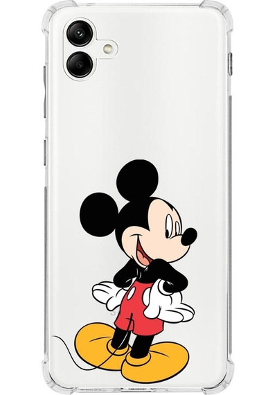 Samsung Uyumlu Galaxy A04 Köşe Korumalı Antişok Kapak Mickey Mouse Tasarımlı Şeffaf Kılıf