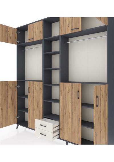 Arges Dolap 14 Raflı 2 Çekmeceli 2 Askılı 220x30x243 Antrasit-çam/aytaşı Atlas Çam/aytası Arges Dolap 14 Raflı 2 Çekmeceli 2 Askılı 220x30x243 Antrasit-çam/aytaşı Atlas Çam/aytası