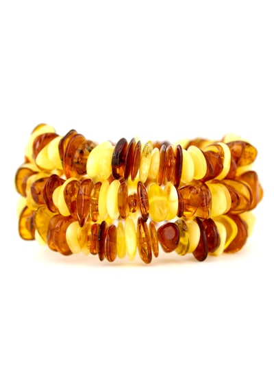 Kehribar Bileklik Amorf Tasarım Ambergold Blk23-126 Çok Renkli