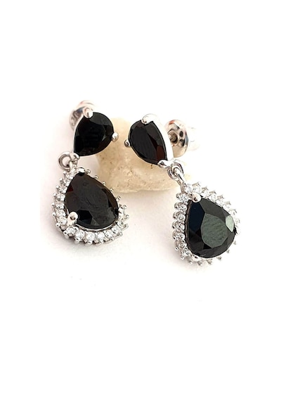 Sky Diamond Black 925 Ayar Gümüş Lüks Damla Küpe