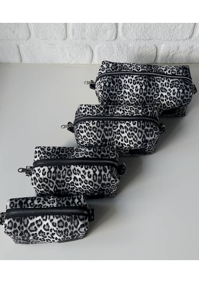 Meryy Collection Gri Leopar Organizer Çanta / Ekstra Boy