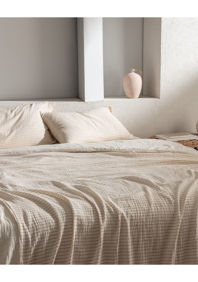Madame Coco Agnes Tek Kişilik Müslin İpliği Boyalı Lastikli Nevresim Takımı - Bej 8684427204269 Ekru