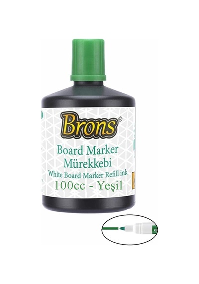 Yeşil Yazı Tahta Kalem Mürekkebi 100ml 1 Adet Brons Tahta Kalemi Mürekkebi Kolay Silinebilir 100gr Okul Sınıf Öğrenci Yeşil