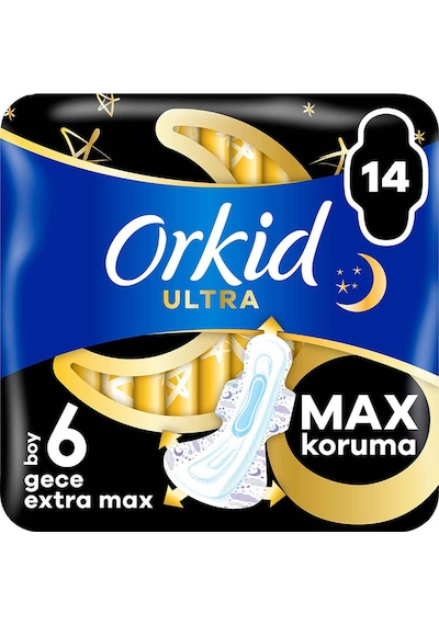 Orkid Ultra Gece Ekstra Max Hijyenik Ped 14 Adet