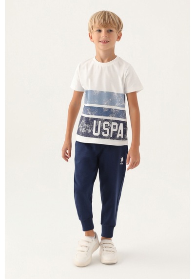 U.S. Polo Assn. Lisanslı Trilinear Krem Erkek Çocuk Pijama Takımı 5274-43178 Krem