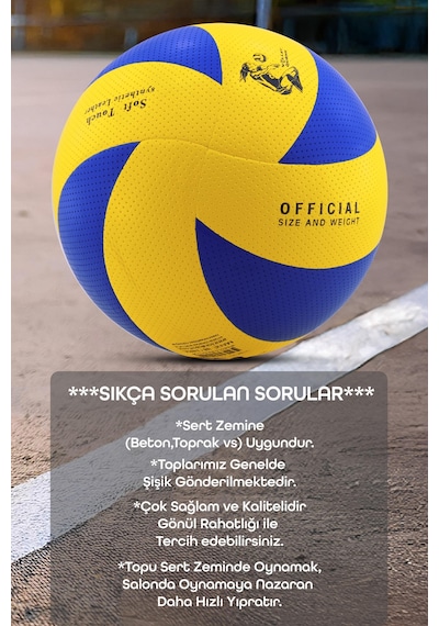 Voleybol Topu Lamineli Beton Zemin Soft Touch İç-dış Mekana Uygun 8 Panel Sarı-mavi 280 Gram Mavi