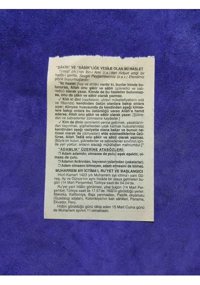 14 Mart 2002 Takvim Yaprağı - Nostalji Koleksiyonluk Takvim Yaprağı A