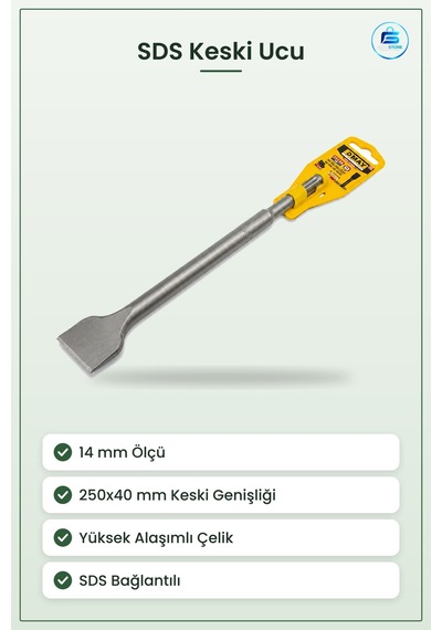 Sds Keski 14 Mm Geniş 250x40 Yüksek Alaşımlı Beton Taş Kırma Kazı