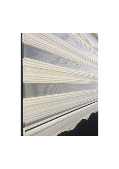 Sarı Sim Çizgi Detaylı Pliseli Zebra Stor Perde Beyaz - 97810400 Beyaz