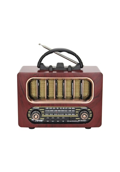 Biishe Orta Boy Retro Ahşap Tasarım Bluetooth Hoparlörlü Radyo Fm/am Destekli, Şarjlı Ve Taşınabi