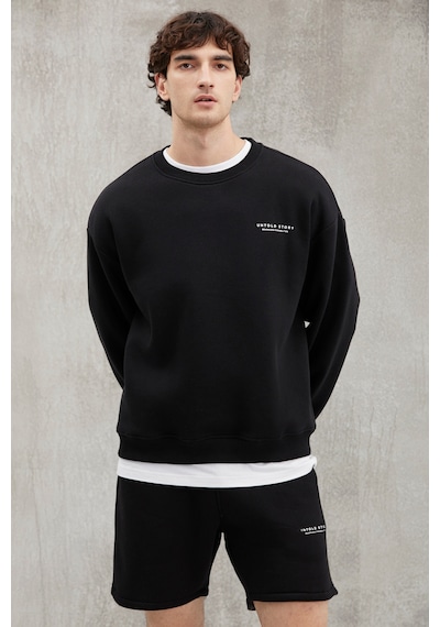 Grimelange Bryan Erkek Yumuşacık Kumaşlı 3 Iplik Oversize Bol Kesim Yuvarlak Yakalı Baskılı Siyah Sweatshirt Grimelange Bryan Erkek Yumuşacık Kumaşlı 3 Iplik Oversize Bol Kesim Yuvarlak Yakalı Baskılı Siyah Sweatshirt