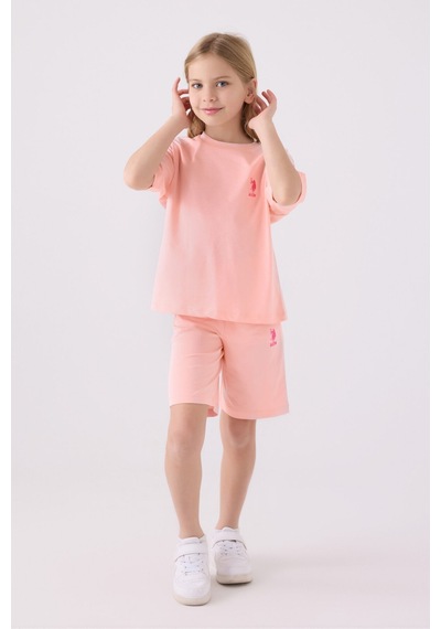 U.S. Polo Assn. U.s. Polo Assn Kız Çocuk Pembe Bermuda Takım Us1848-c-v31 Pembe
