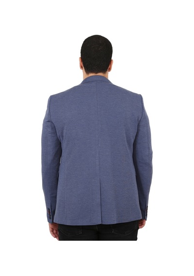 Sposo 5134 Dar Kalıp Örme Kumaş İndigo Erkek Blazer Ceket İndigo
